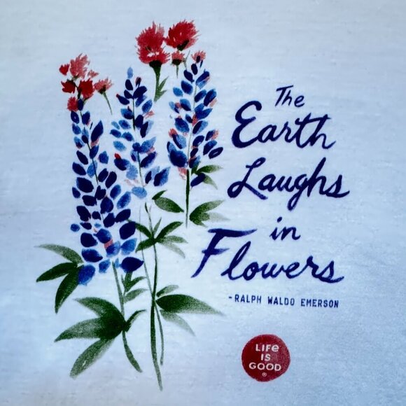 Life Is Good Women's XL Crusher Tee The Earth Laughs in Flowers White Multicolor - Picture 2 of 9